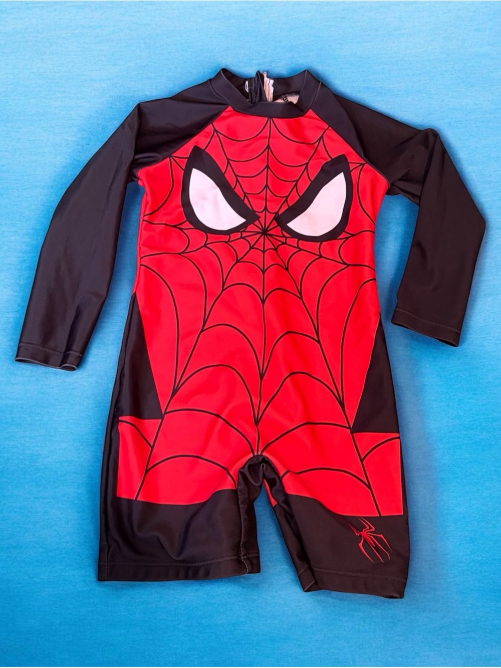 Kids Red & Black Spider Web Rashguard Swim Suit